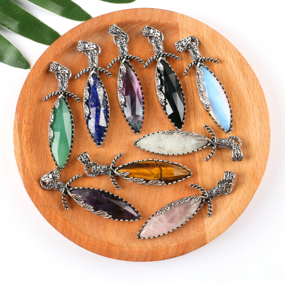 1PC Chakra Crystal Sword Shape Pendant Gemstone Healing Reiki Stone for Necklace