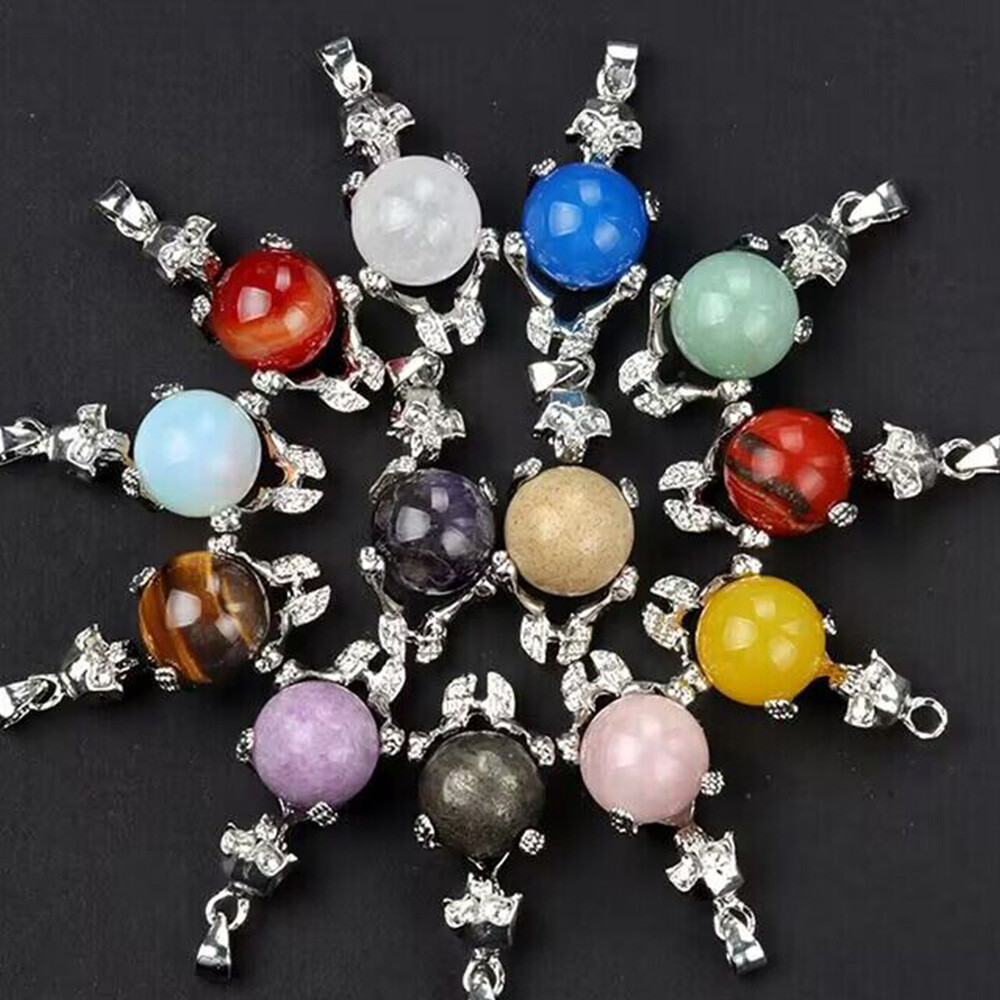 1x Crystal Bead Skeleton Pendant Ball Unisex Alloy Skull Necklace Gothic Healing