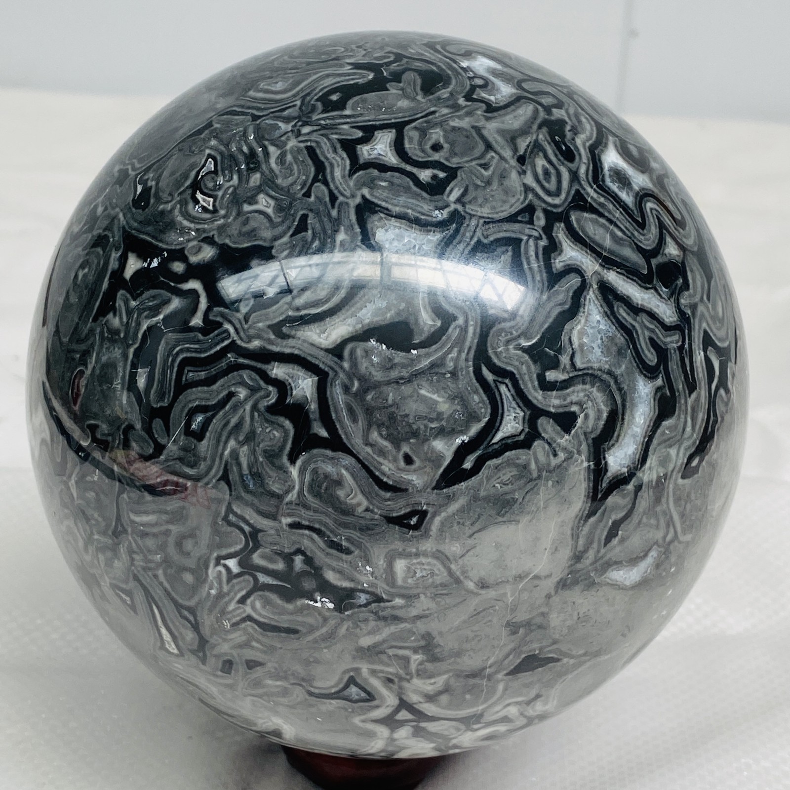 Natural Picasso Jasper Sphere Black Gray Crystal Ball Healing 3020G (6.65LB)