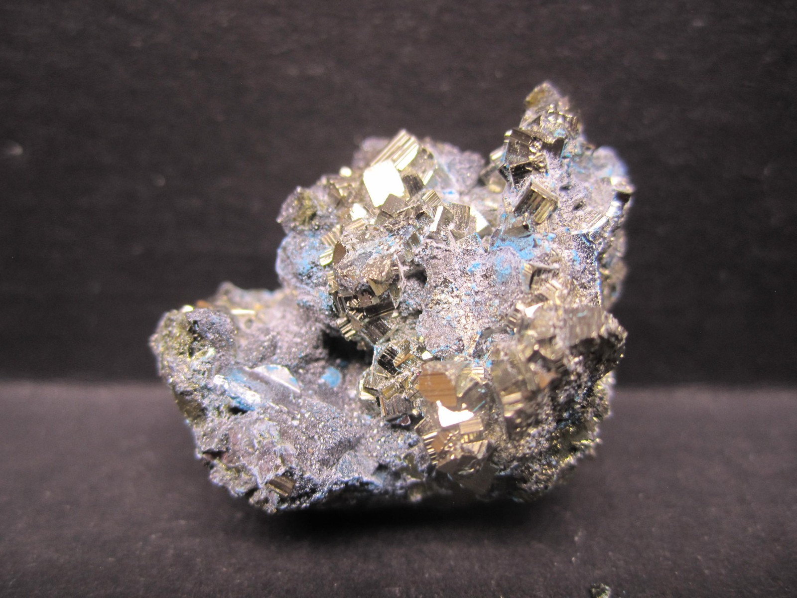 Pyrite with Tetrahedrite Crystal Cluster, Huanzala Mine, Peru #1