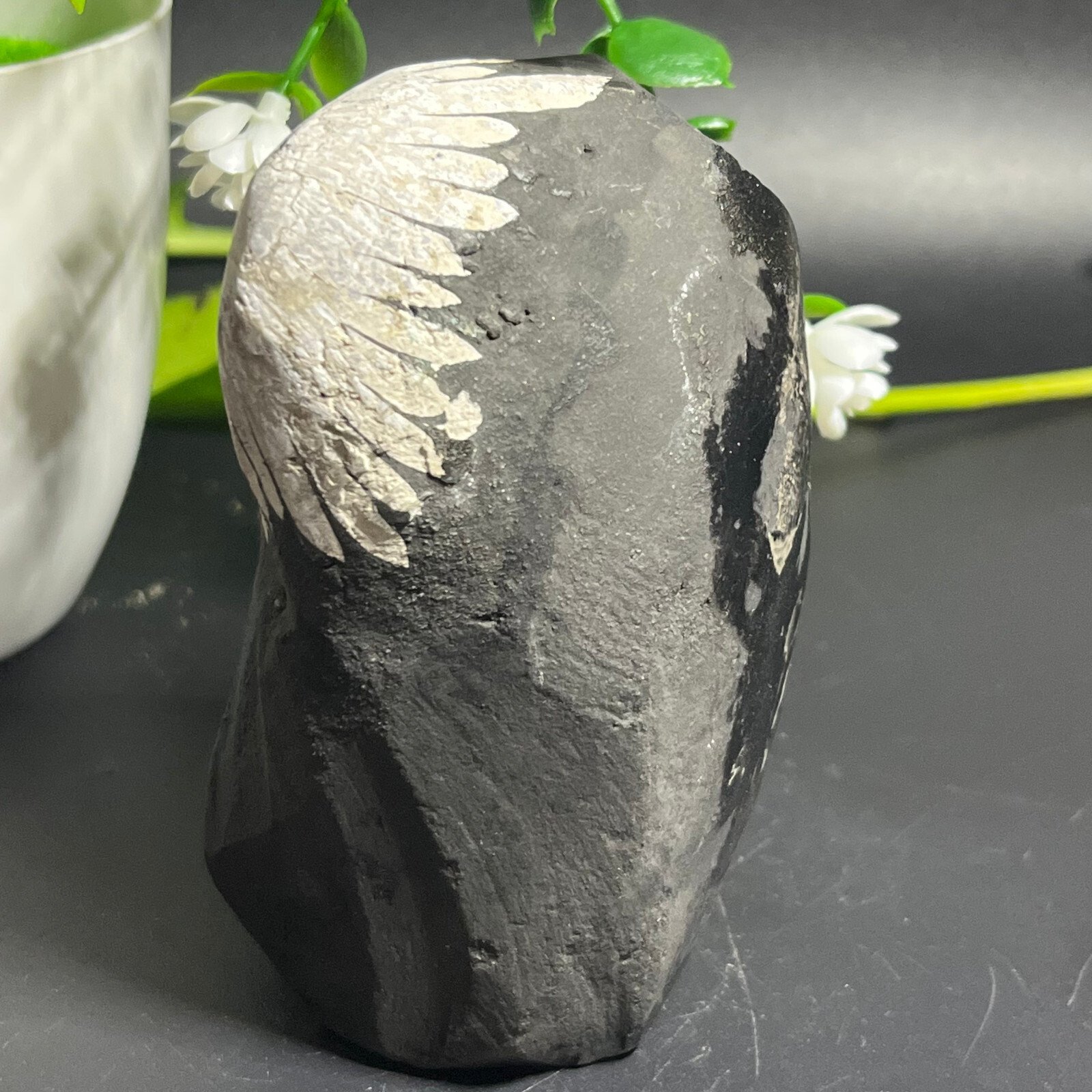 454g Natural chrysanthemum stone quartz carving aura healing gift