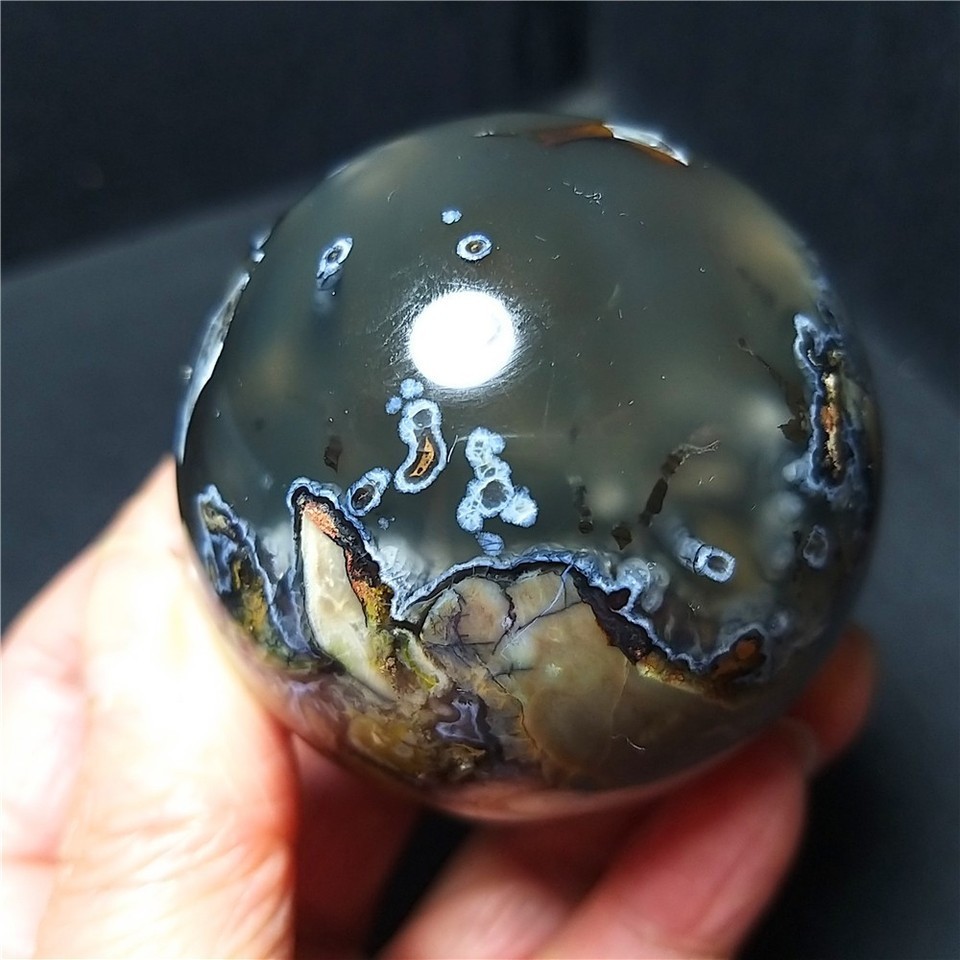 RARE 238.3g Natural Polished Colorful Agate Stone Ball Healing Madagascar AB1600