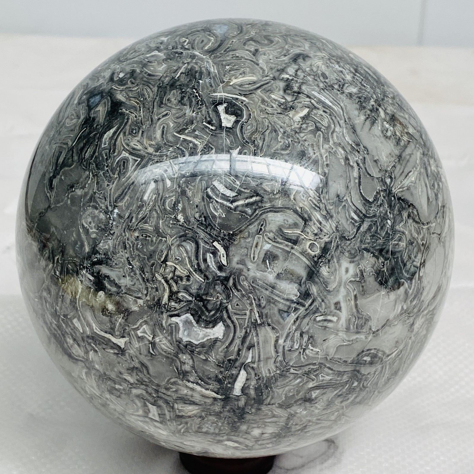 Natural Picasso Jasper Sphere Black Gray Crystal Ball Healing 2296G (5.06LB)