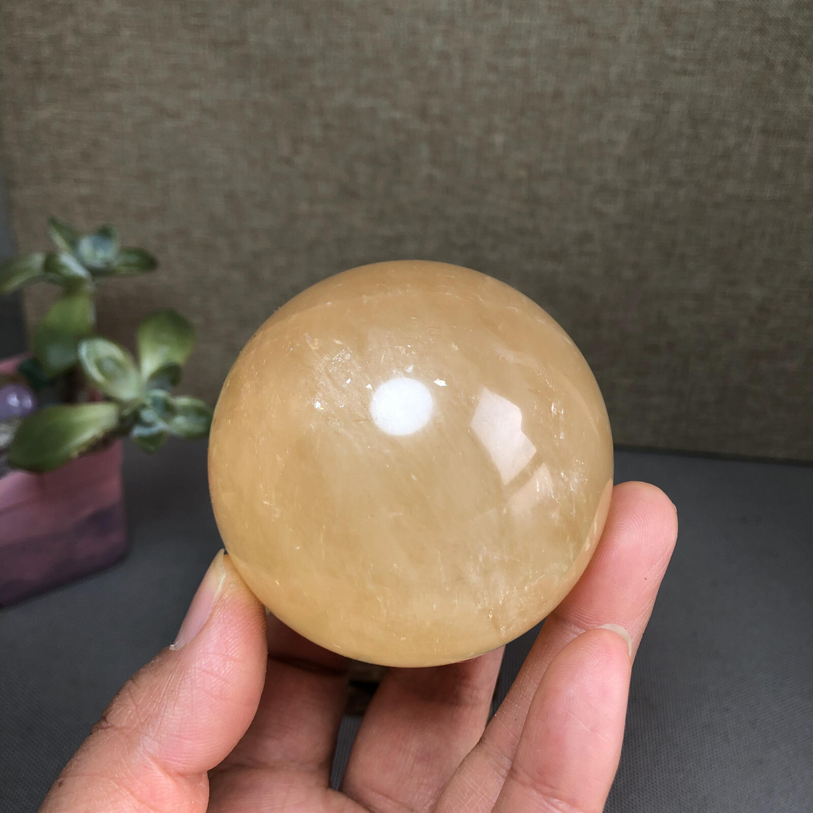 62mm Natural Iceland spar sphere ball Crystal polish/rough specimens 363g A4989