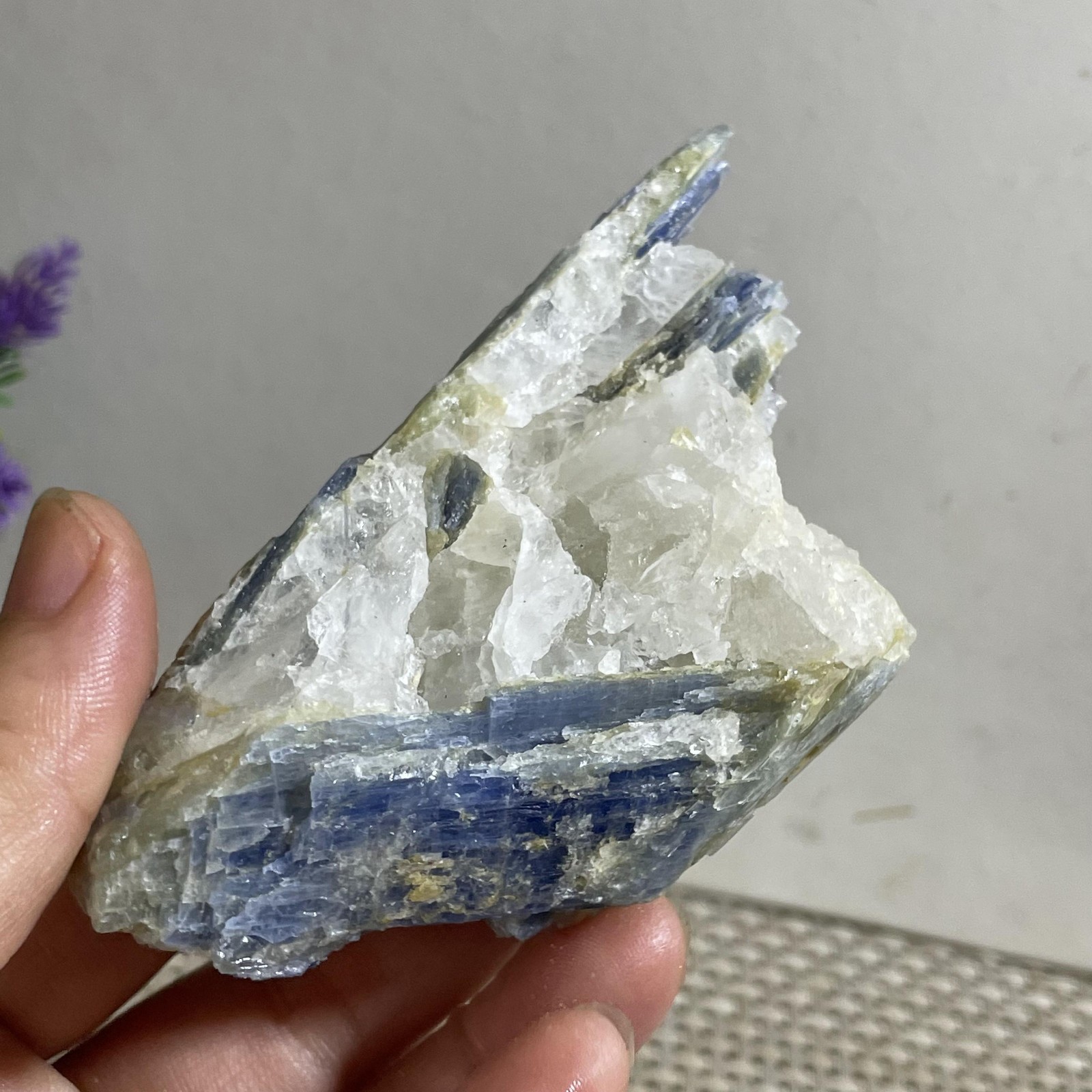 156g Rare!! Natural beautiful Blue KYANITE with Quartz Crystal Specimen Rough