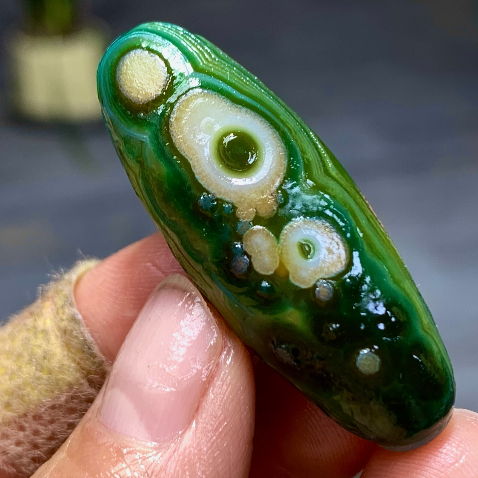 13G Rare! Natural Gobi Agate eye Raw Stone/Crystal Palm Stone Madagascar