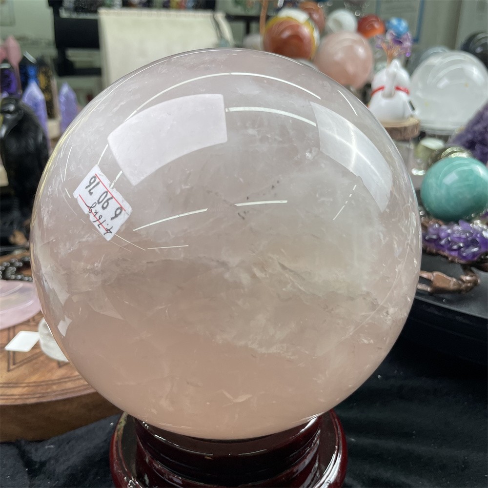 10.4LB 5.5″ Natural Rose Quartz Sphere Crystal Quartz Energy Geode Ball Decor