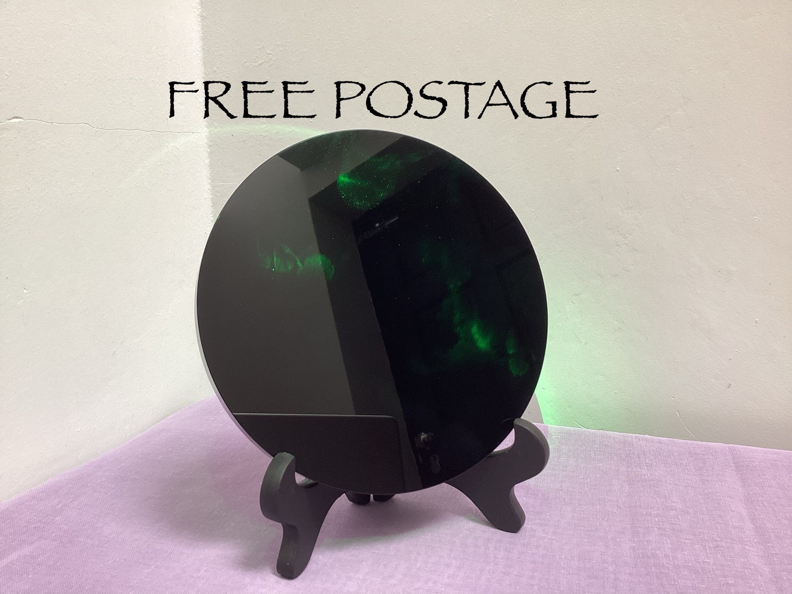 Black Obsidian Scrying Mirror + Stand – Powerful & Protective 18cm FREE P & P