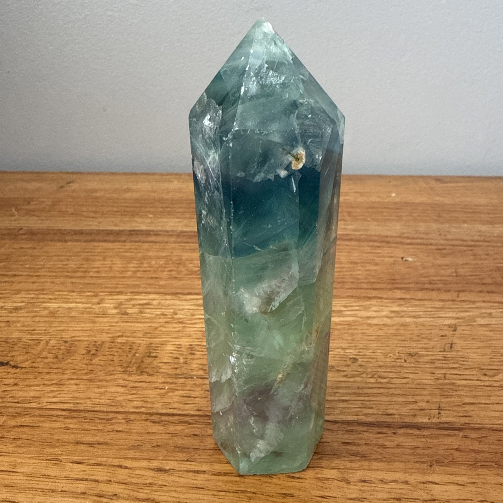 Natural Blue Green Fluorite Tower Rainbow Stone Obelisk Healing Crystal 5”