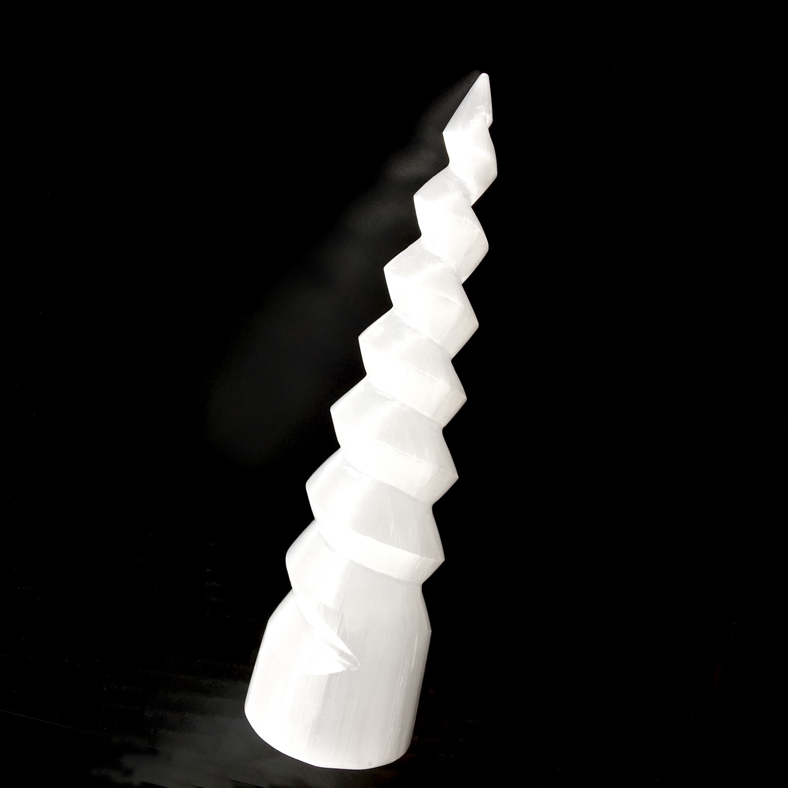 XL Selenite Tower Crystal Spiral Energy Wand 8″ Point Cleanse Reiki CHARGE Heal