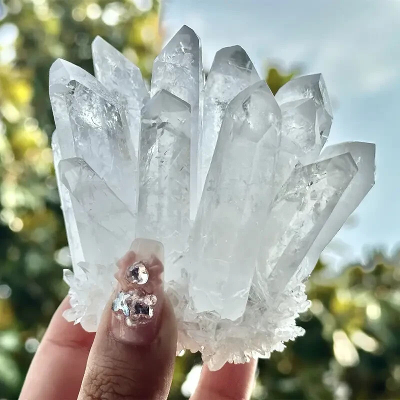 200g+ Rare Large Raw Clear Quartz Crystal Cluster Quartz Mineral Specimens Decor