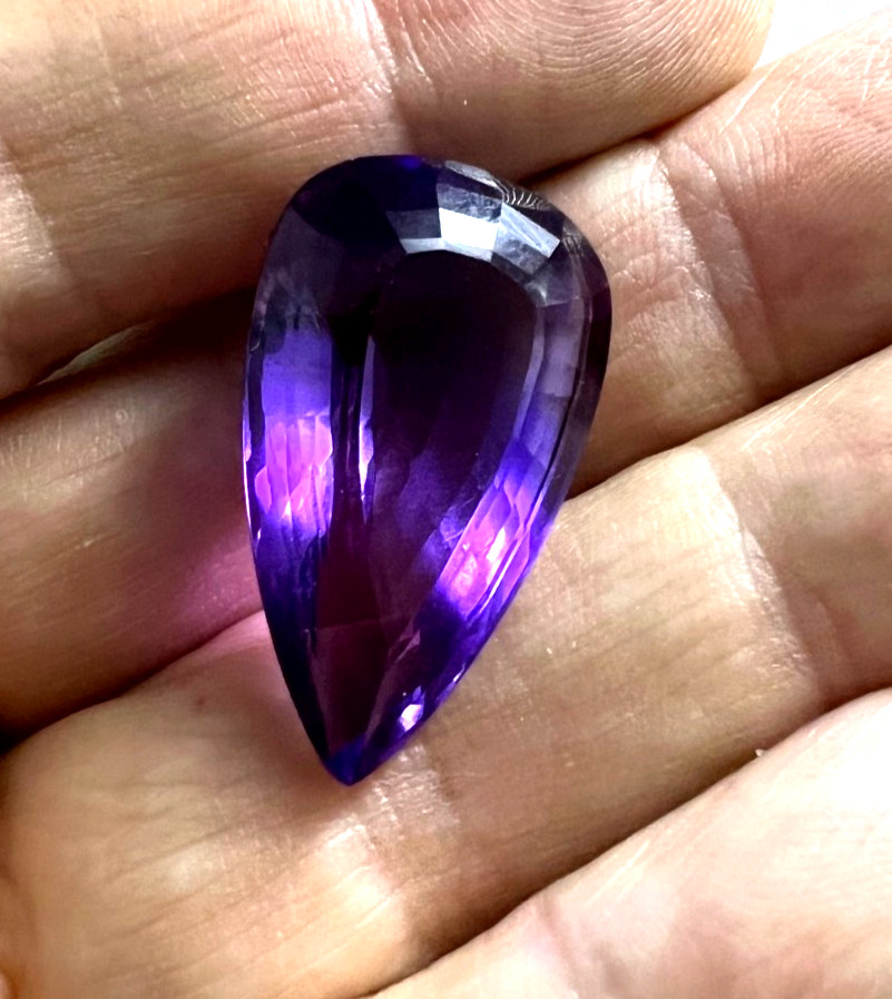 BRAZILIAN AMETHYST 41 CARATS Faceted Beautiful Rich Color Pear Shape 41 Carats