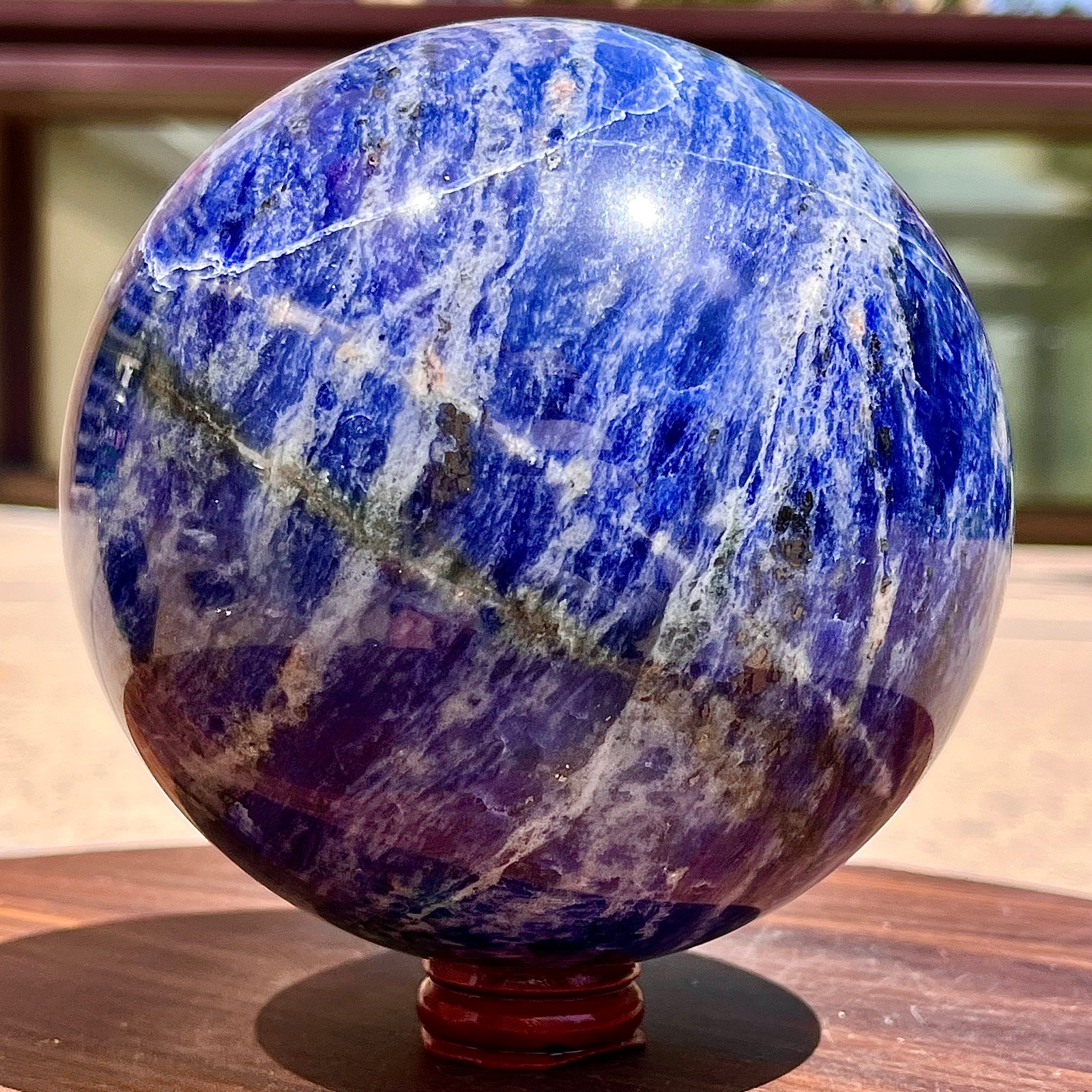 5.24LB A+Blue patterned Stone Ball Quartz Crystal Spirit Balloon Therapy Meditat