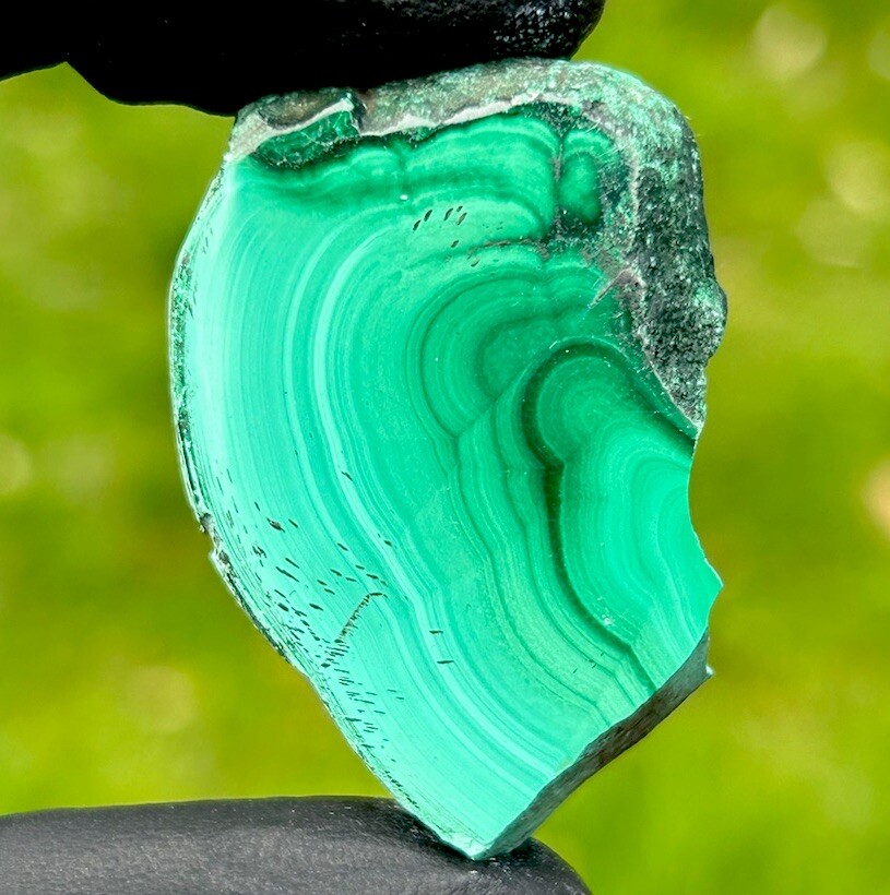 Hand Polished MALACHITE Swirly Healing Crystal Mineral Slice – Kolwezi, DR CONGO