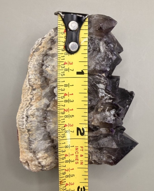 Natural Dark Amethyst Cluster ∼4″ – Raw Purple Chevron Quartz Crystal Points