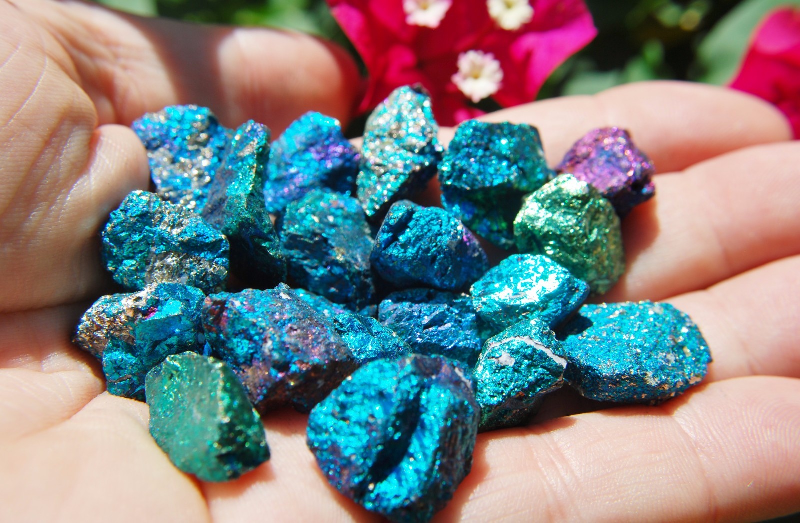 Baby Peacock Ore Chalcopyrite Crystal Energy Pendant + 20″ Stainless Steel Chain