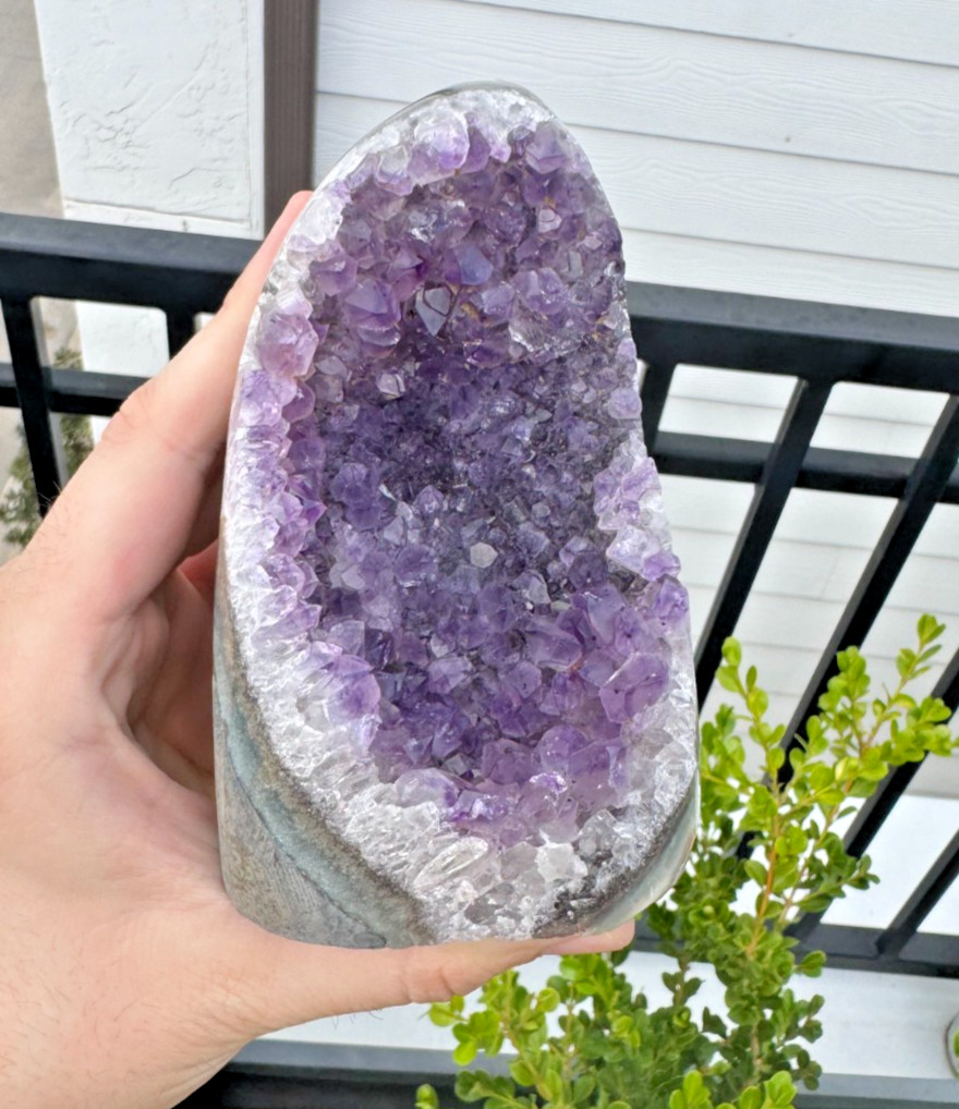 Amethyst Geode Crystal Cluster | 1 lb 13 oz | All Natural, Cut-Base |