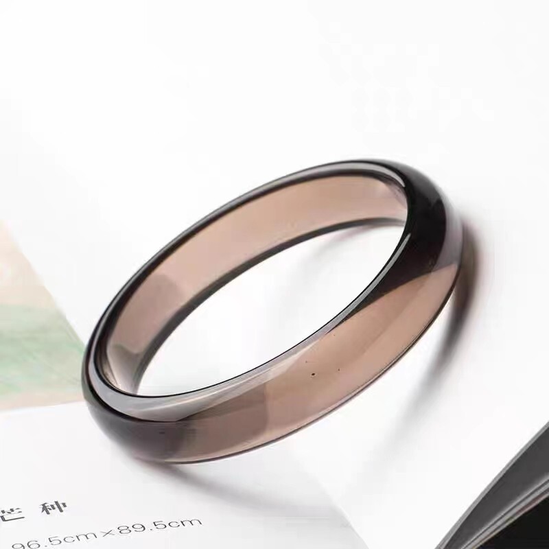 Natural ice Gray Light Black Obsidian Crystal Power Bangle Inner Diameter 59cm