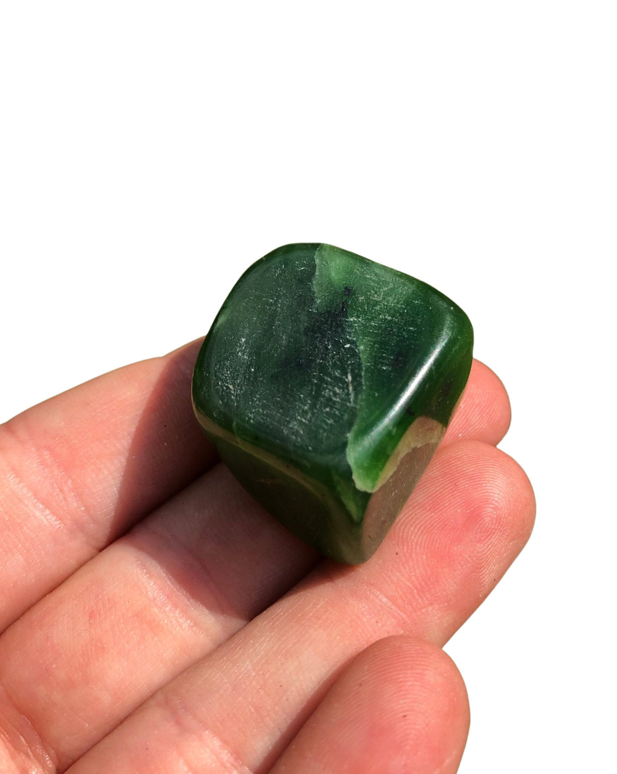 Nephrite Jade Tumbled Stone, Polished Natural Nephrite Jade Crystal from Russia