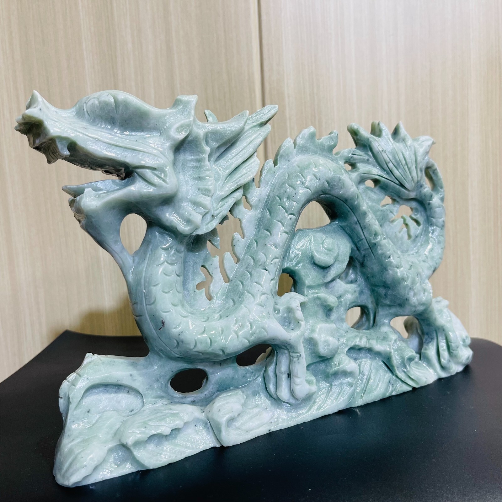 6.79LB TOP Natural Lushan jade quartz hand carved crystal dragon reiki healing