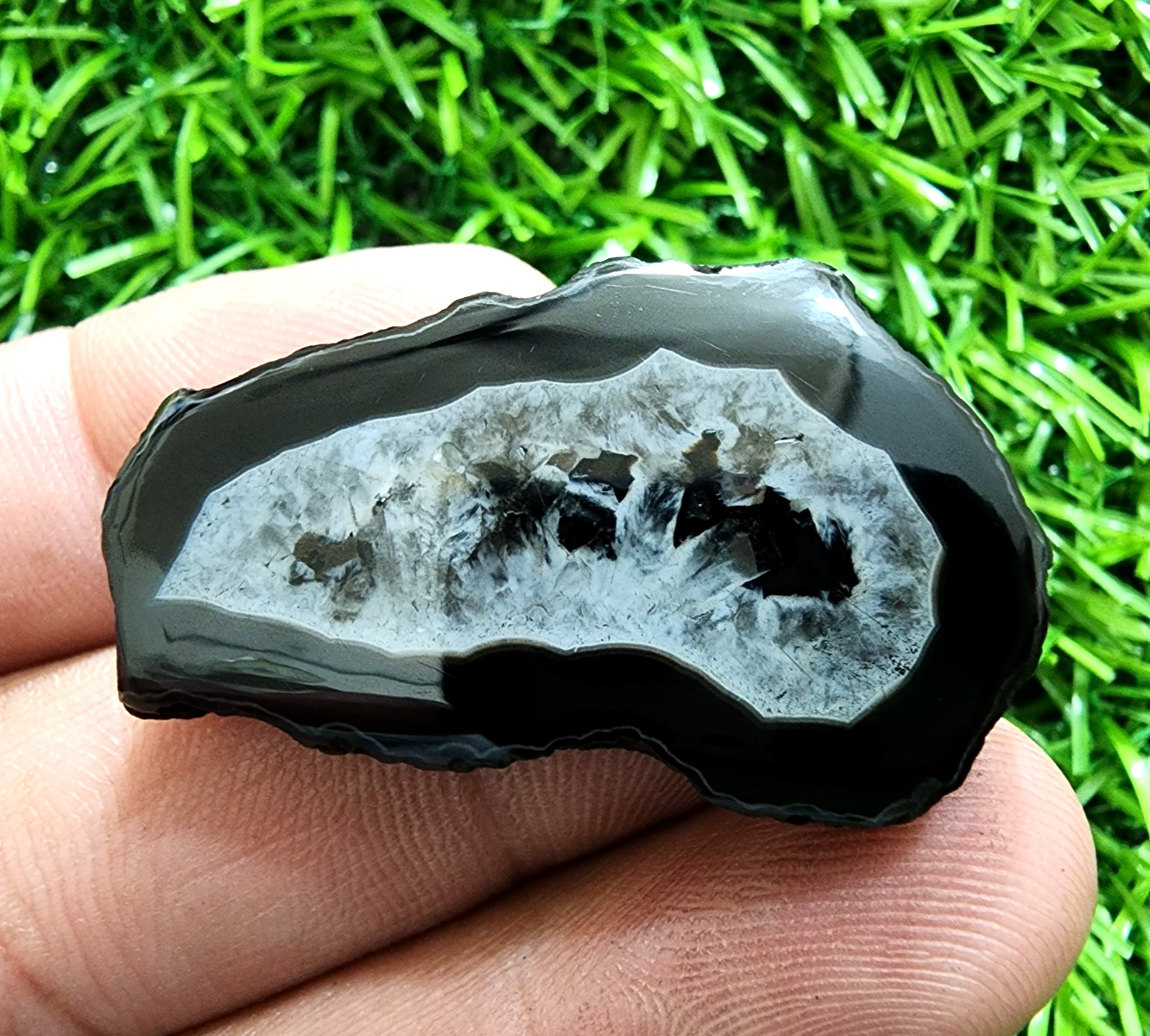 53ct Wonderful Banded Slice Druzy Agate Slab Crystal Druzy Polished Gemstone