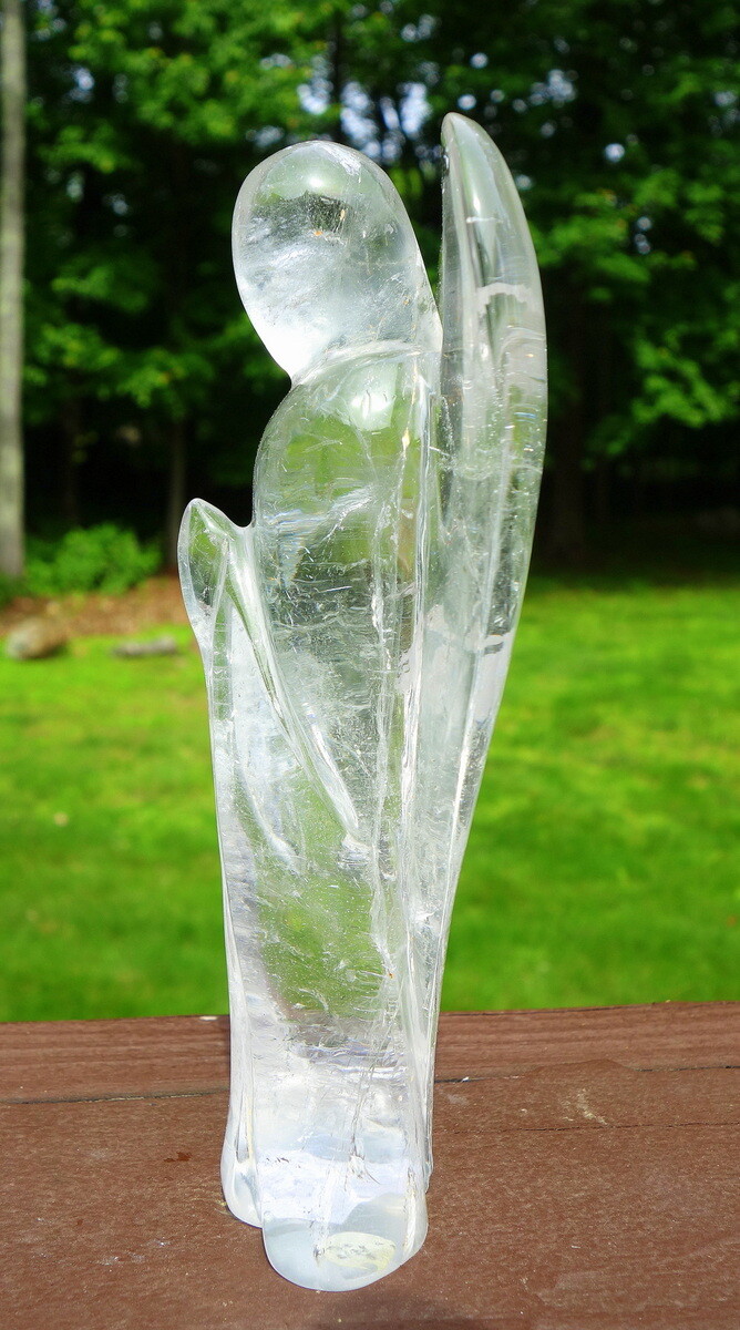 Large Quartz Crystal Angel Carving