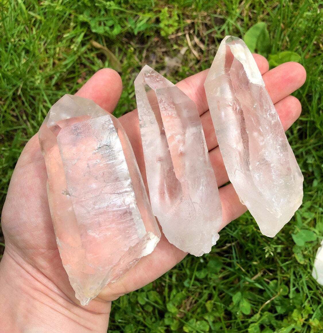 Raw Lemurian Quartz Crystal Point, Natural Lemurian Quartz from Brazil