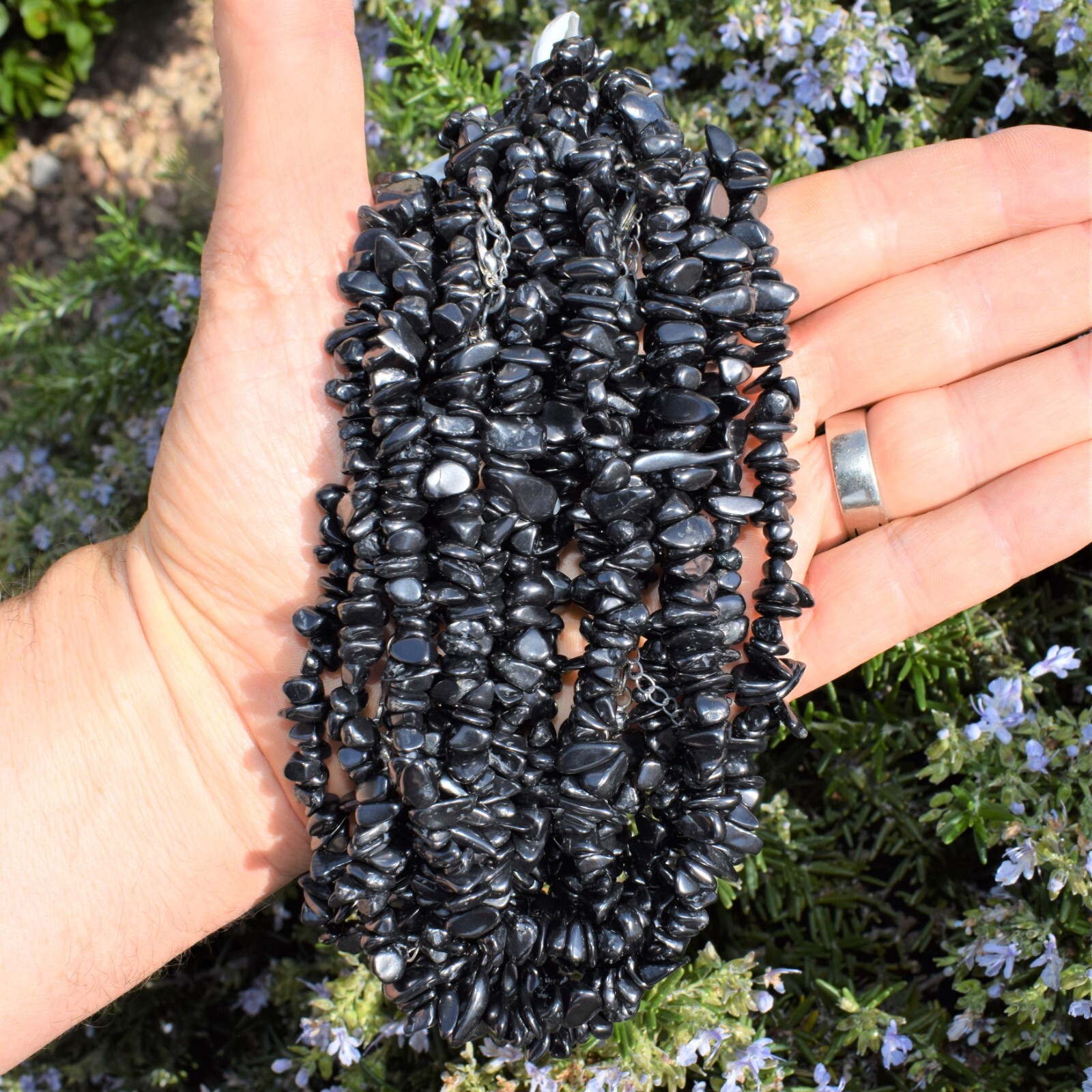 CHARGED Adjustable 17″ – 20″ Natural Shungite Crystal Necklace + Selenite Heart