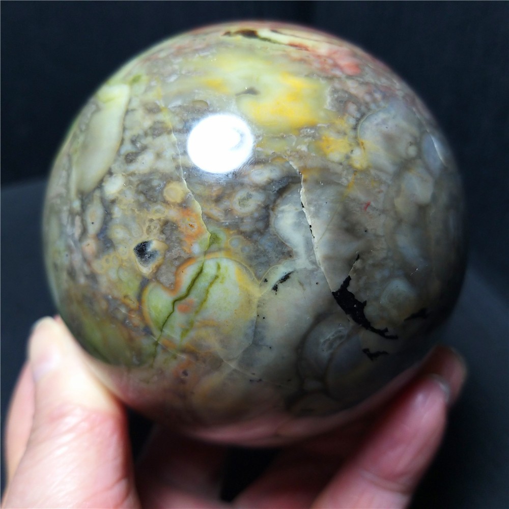 TOP 664G 78mm Natural Polished Colorful Agate Stone Sphere Ball Healing Ca900