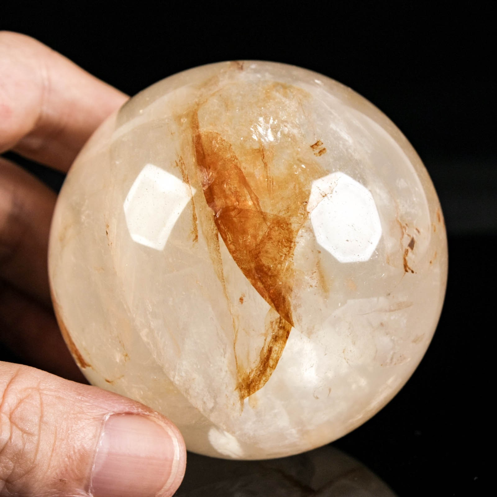 2.6″ 13.4oz Fire Quartz Sphere Natural Hematoid Quartz Crystal Ball Specimen