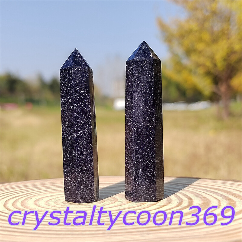 5pcs Blue Sandstone Quartz Obelisk Crystal Wand Point Tower Healing 5.5cm
