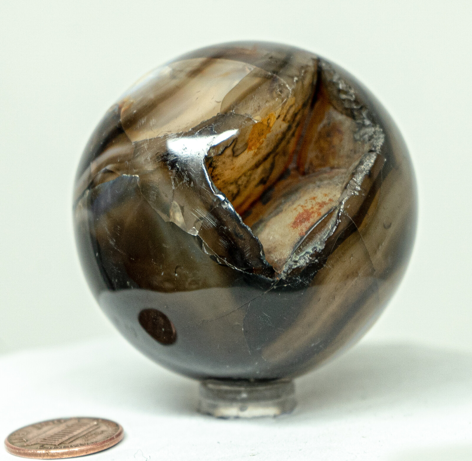 2.2″ Multicolor Agate w/ Hole Sphere Polished Chalcedony Crystal Mineral – India