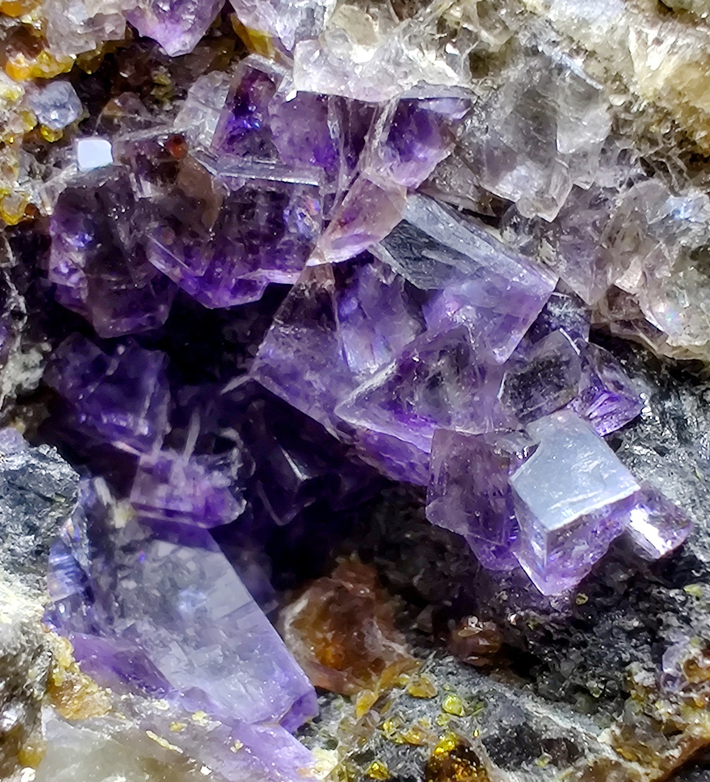 Sphalerite with Fluorite, Witherite, etc. UV. Cave in Rock, Illinois. 2.5 lbs.