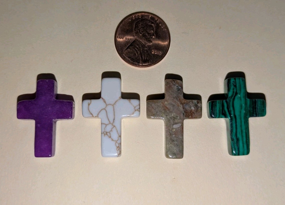 1″ Mini Crystal Crosses Natural Quartz Cross Shaped Worry Stones Charms – #8