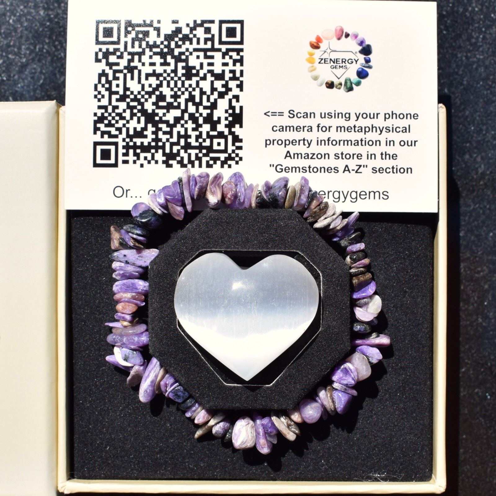 Premium CHARGED Charoite Crystal Chip Bead Bracelet Stretchy ENERGY REIKI