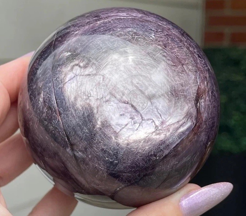 Gem Lepidolite XXL Sphere Collector Purple Lepidolite Statement Crystal Orb 82mm