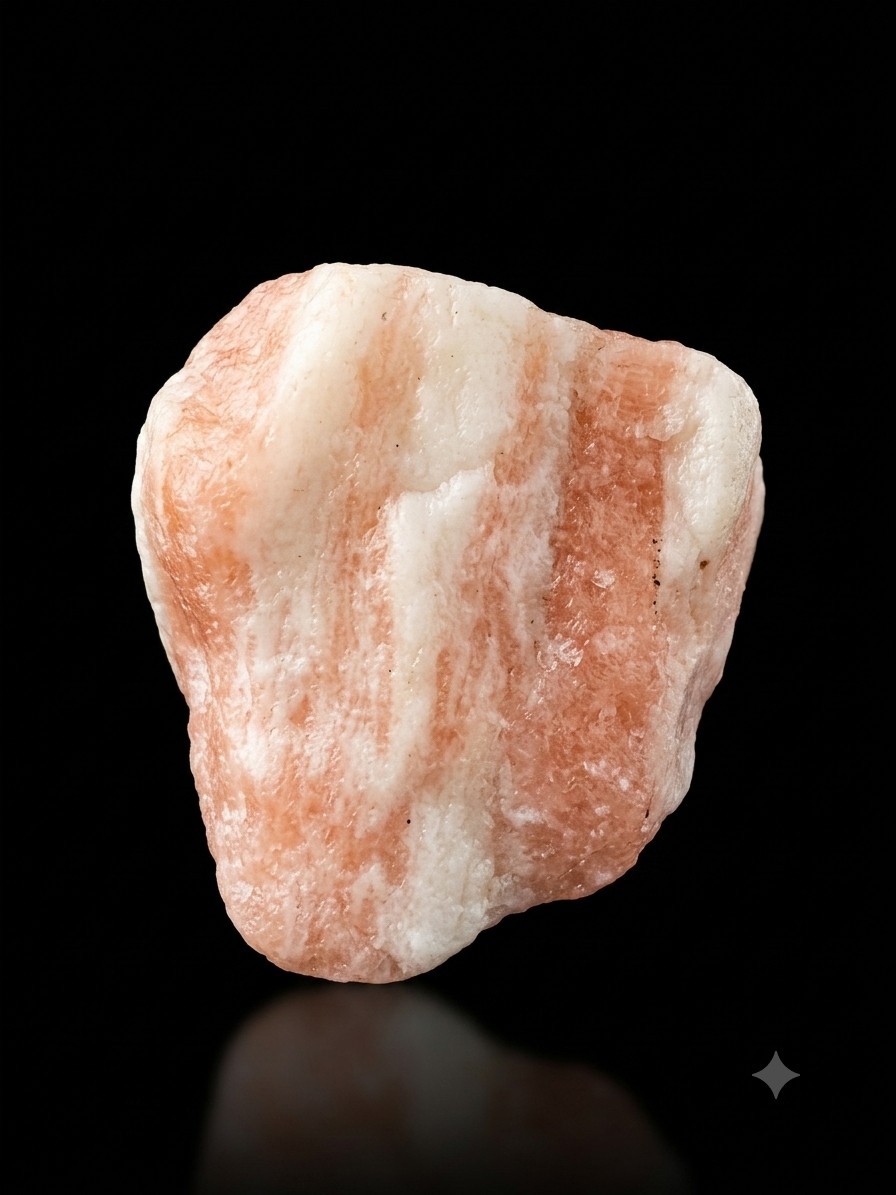 Banded Pink Calcite Manganoan Rough Specimen Striated White Quartz Natural Rock