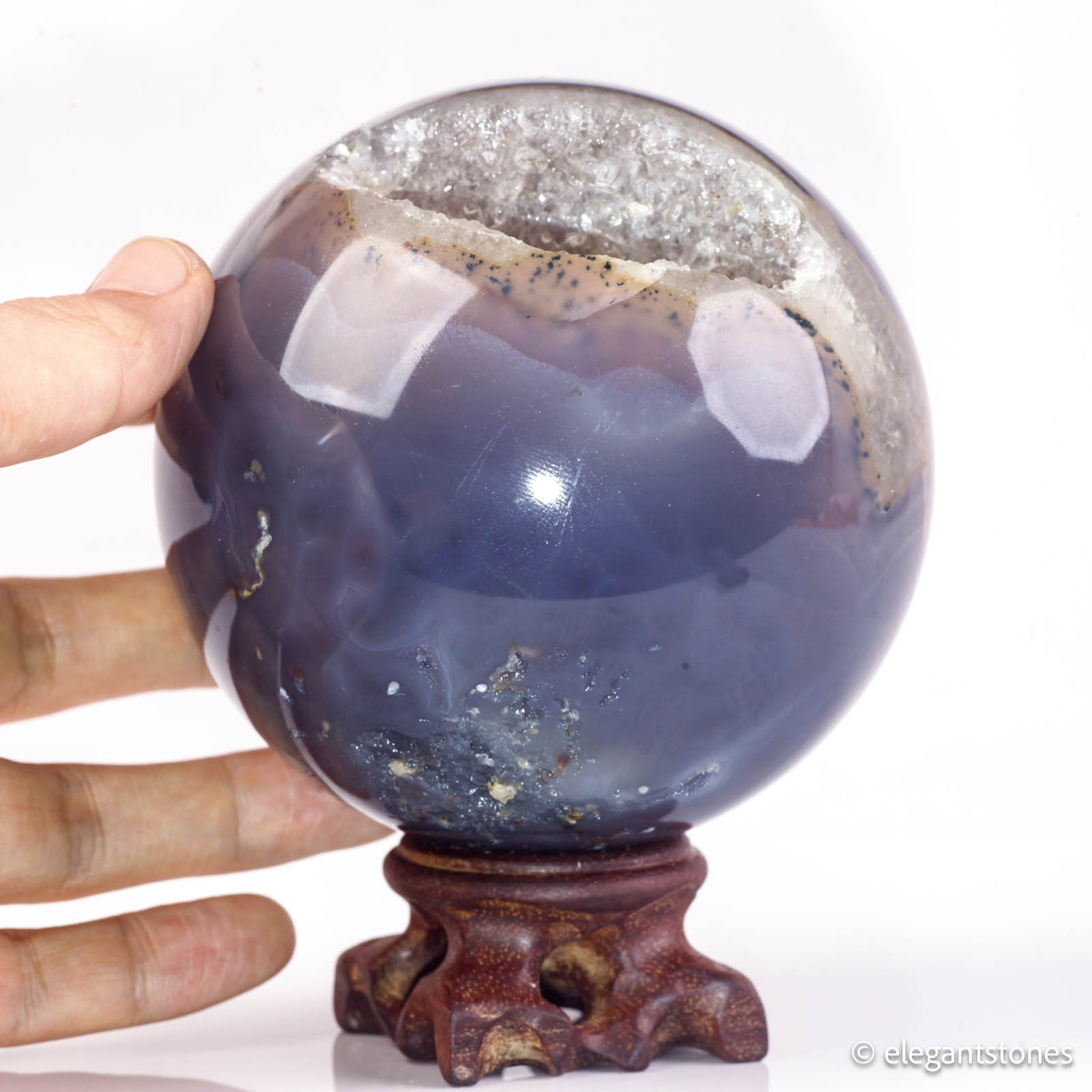 1106g 97mm Large Druzy Agate Geode Sphere Natural Crystal Ball Healing Decor