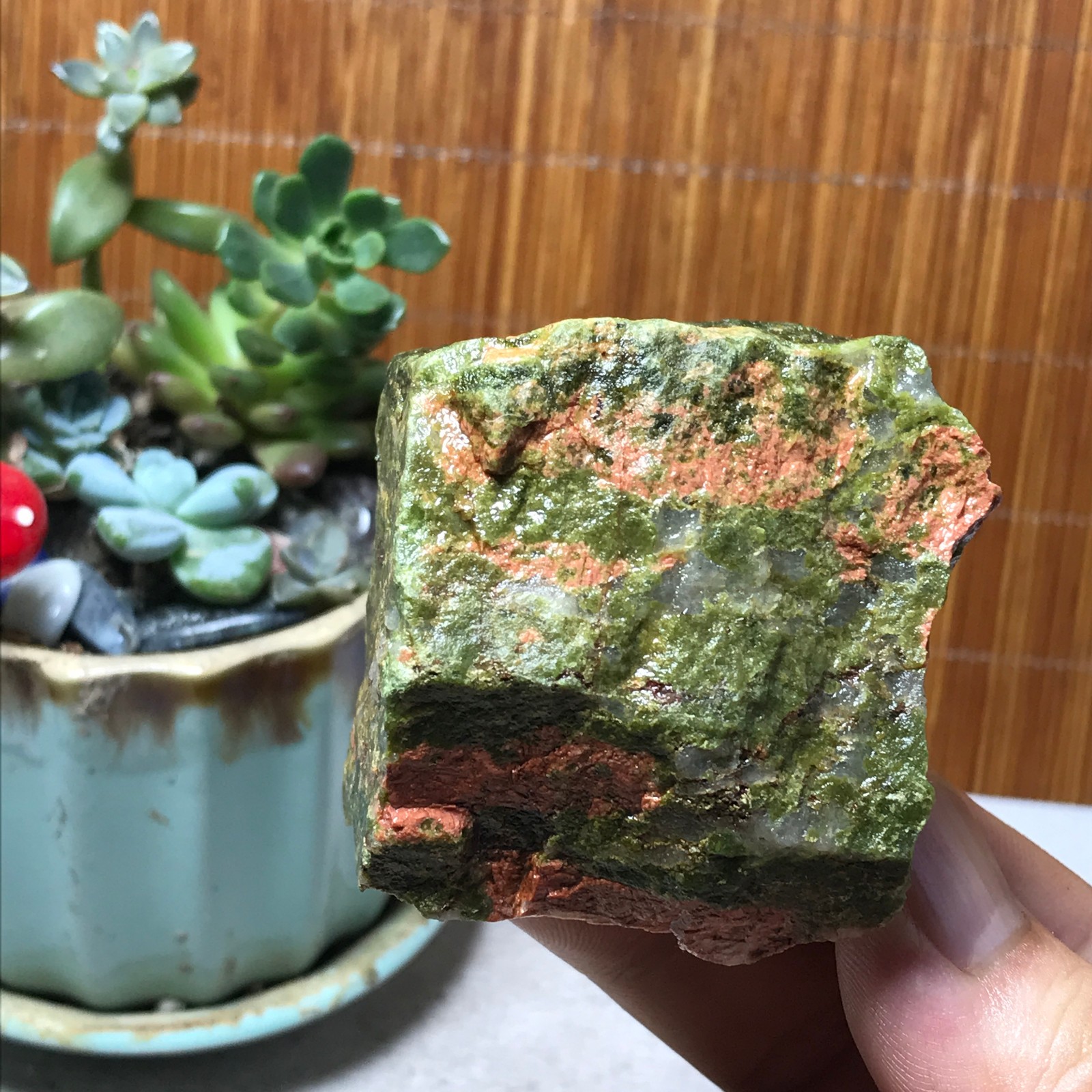 198g Natural Unakite Crystal gemstone Rough Mineral Specimen healing A6350
