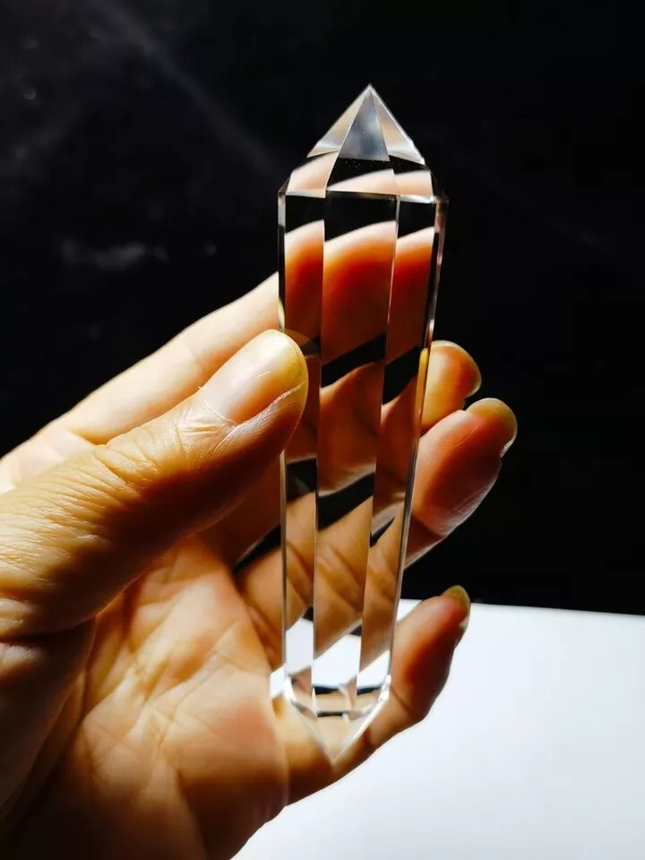 Tibetan High Altitude 99% Clear 8 Sided Crystal Quartz Vogel Style Wand 4.05”