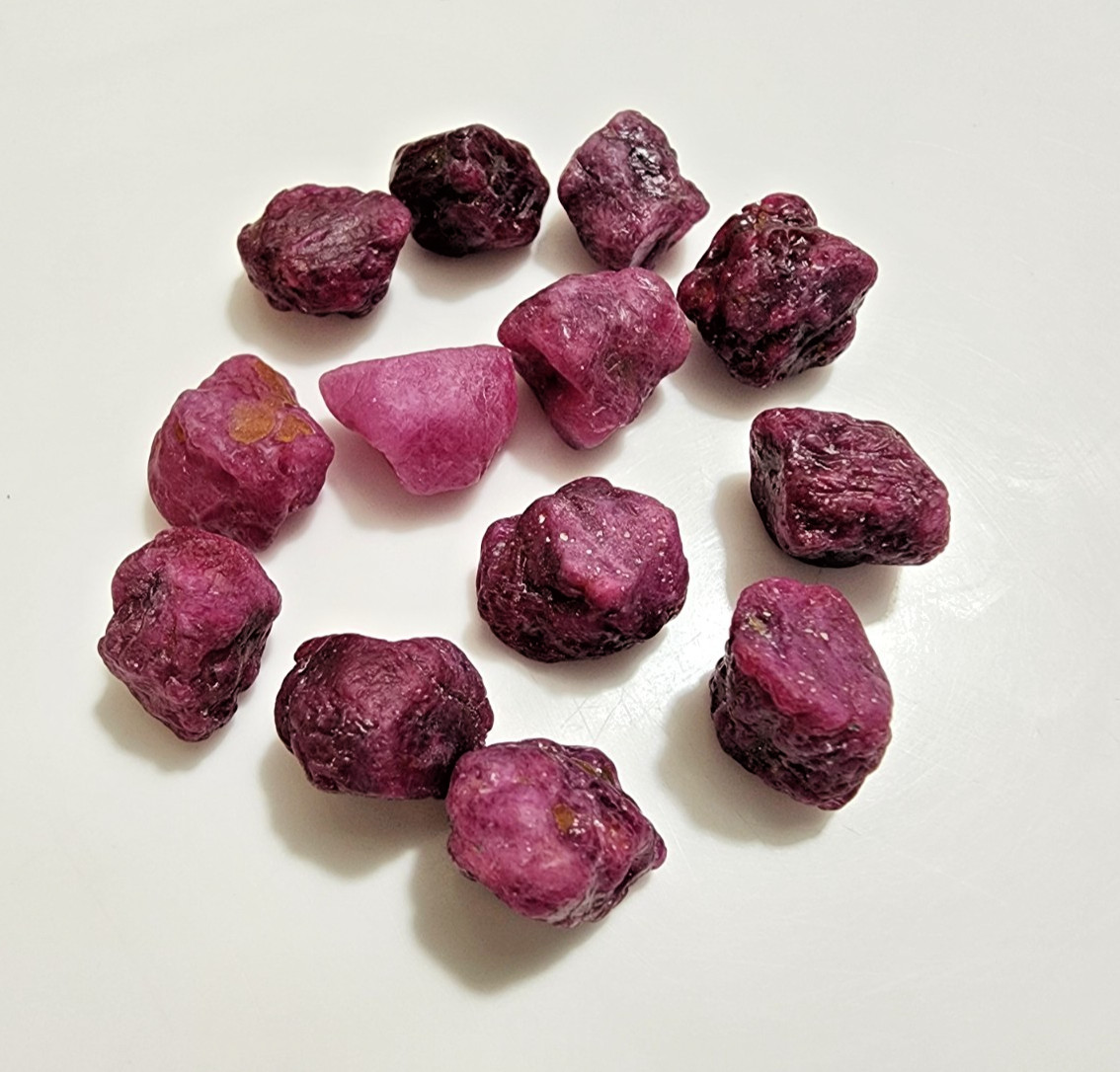 11-13mm AAA+ Red Ruby Rough Natural Lot 13 Pcs Raw Loose Gemstone Crystals Stone