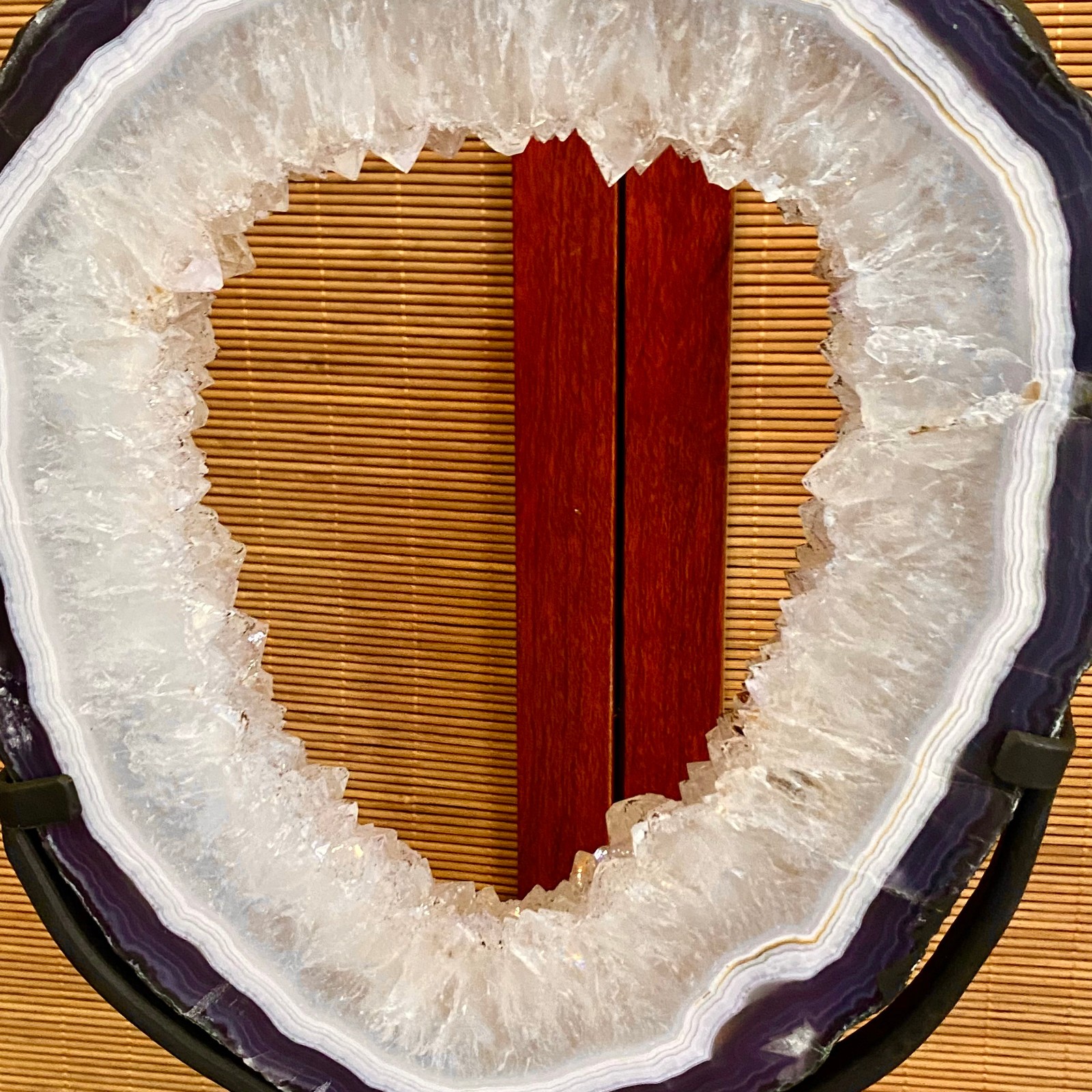 8.6LB Natural Amethyst Cave Crystal Slice Crescent shaped Hand Cut Repai