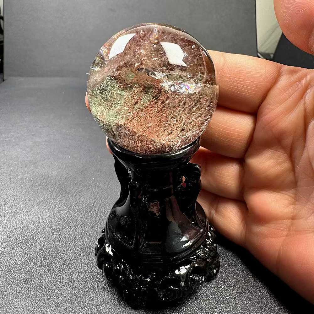 40mm Natural Ghost Quartz Sphere Crystal Ball Mineral Reiki Decor +Stand