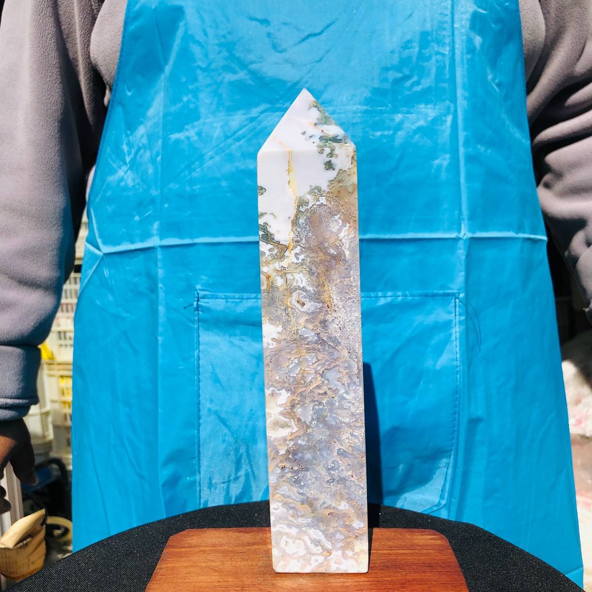 3 pieces 5.3LB Natural Aquatic Agate Crystal Pillar Quartz obelisk Healing 2695