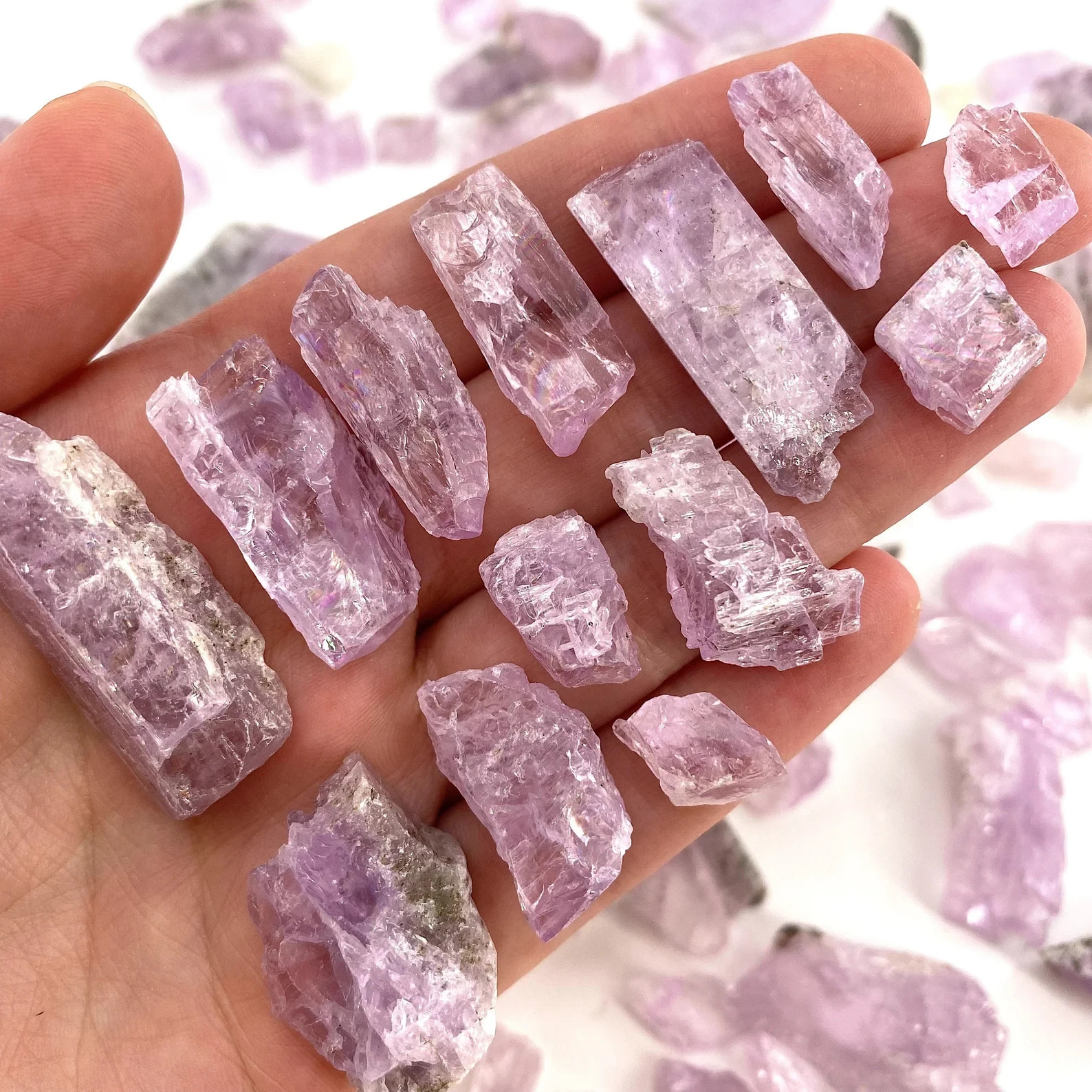 3pcs Rare Purple Kunzite Crystal Stone Love Home Decor Healing Reiki Energy Gift