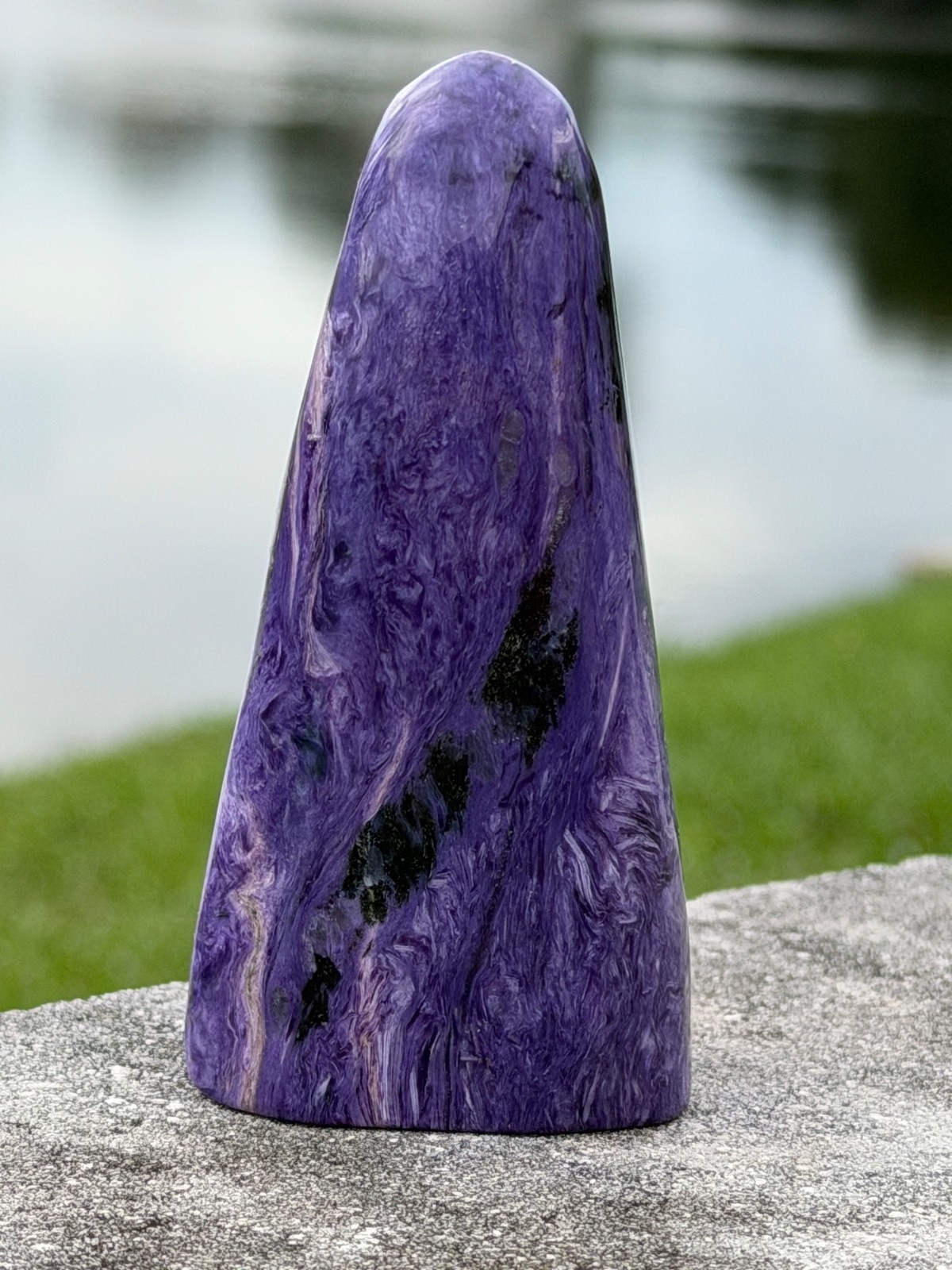 Very Nice Charoite Polished Gemstone Freeform 4″+ 277 Grams