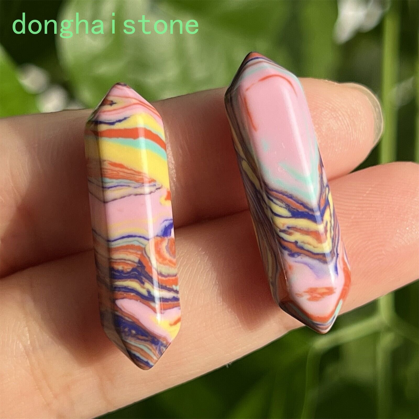 10pcs Synthetic Rainbow tophus obelisk pendant wand double point reiki healing