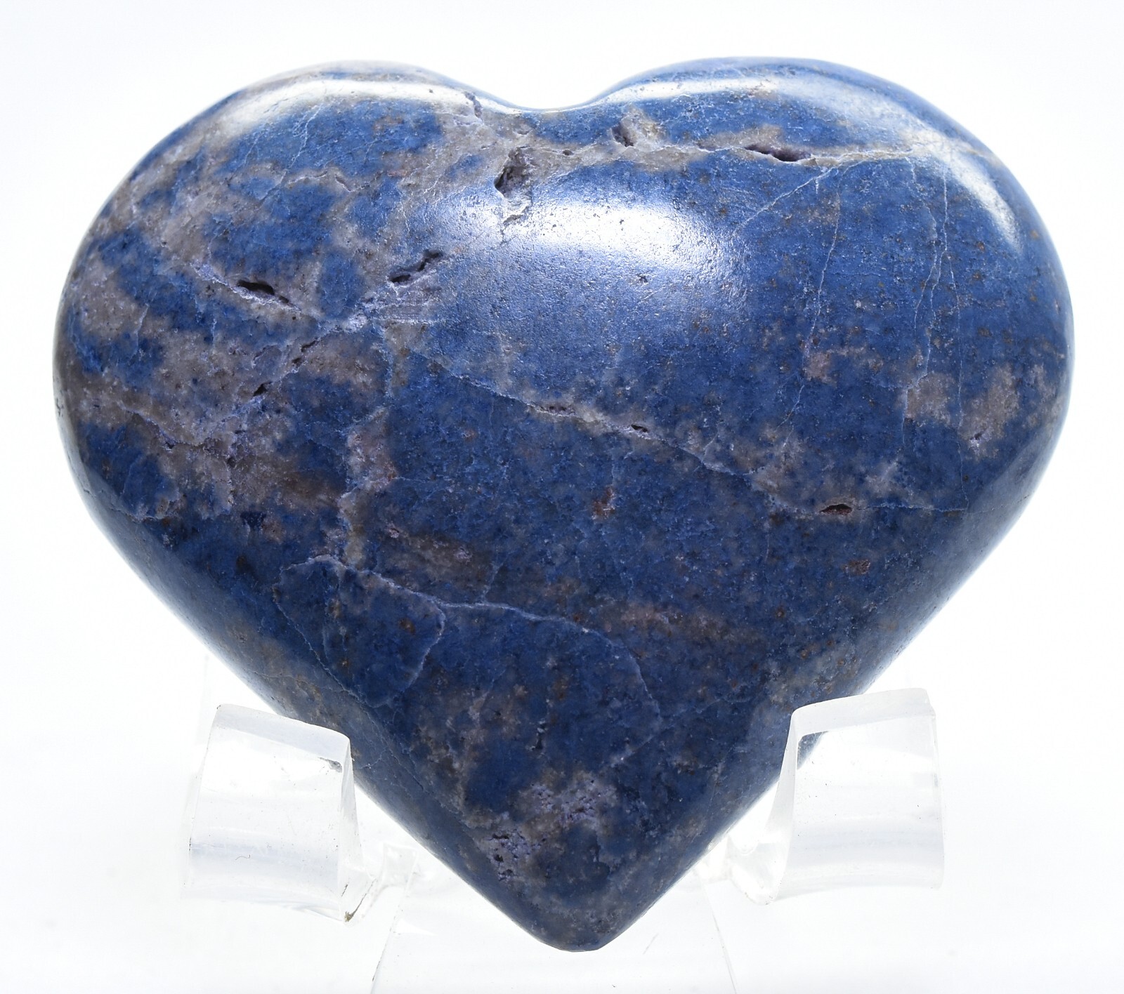 57mm Blue Dumortierite w/ Inclusions Heart Polished Natural Crystal Mineral Peru
