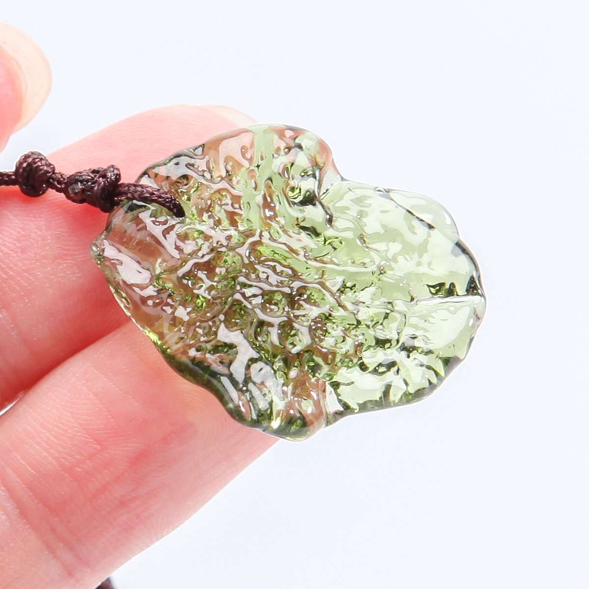 Natural Czech Moldavite Meteorite Impact Pendant Necklace Chakra Healing Green