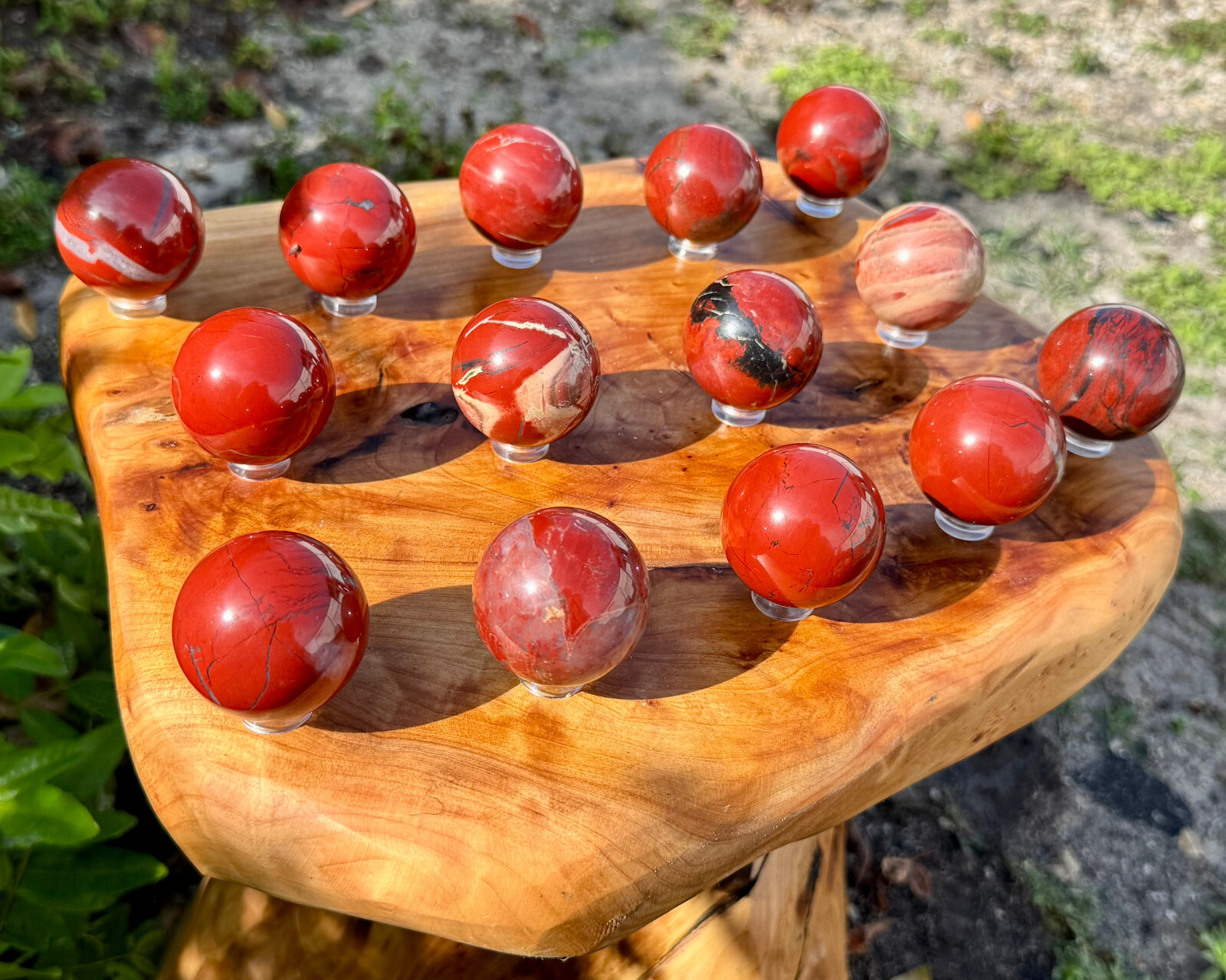 Red Jasper Crystal Sphere & Stand, 1.5″ Polished Red Jasper Sphere (Root Chakra)